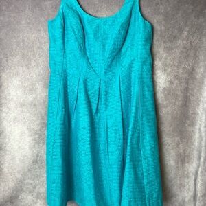 Nine West Turquoise Textured Sleeveless Fit & Flare Dress Women’s 14 READ